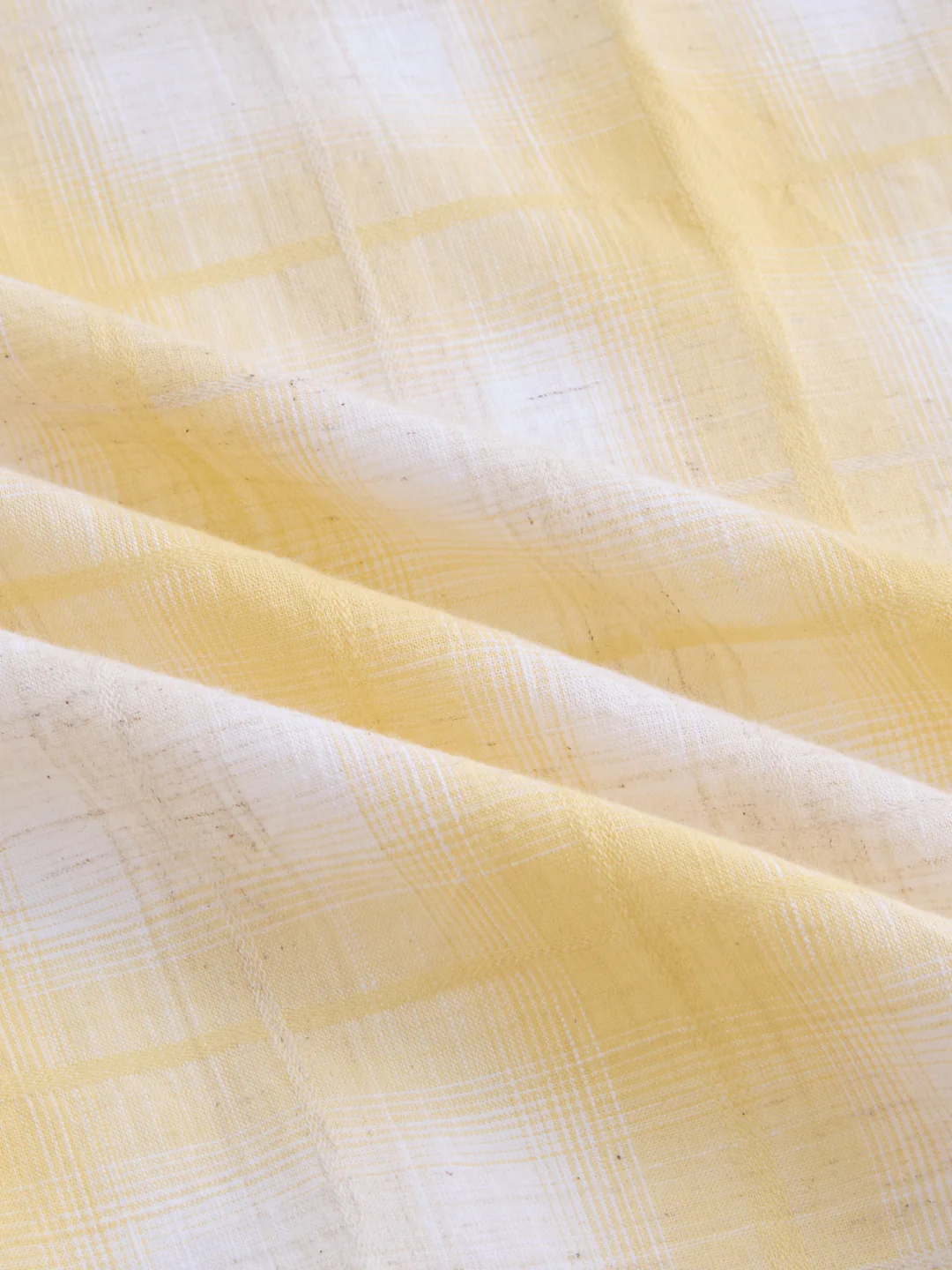 Sun Yellow Slub Grid Checks Boxy Fit Crop Shirt - Image 3