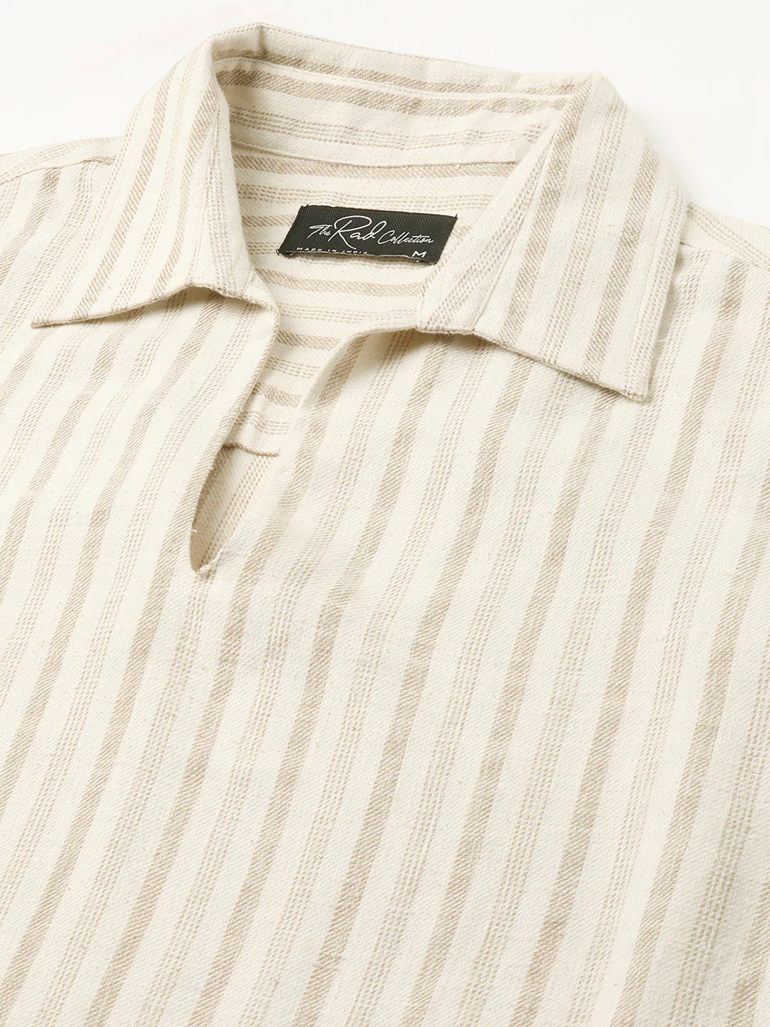 Sunbleached Cream Striped Polo Oversized Shirt - Image 3
