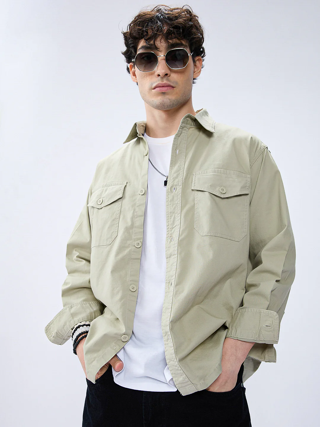 Super Soft Earthy Green Double Pocket Overshirt