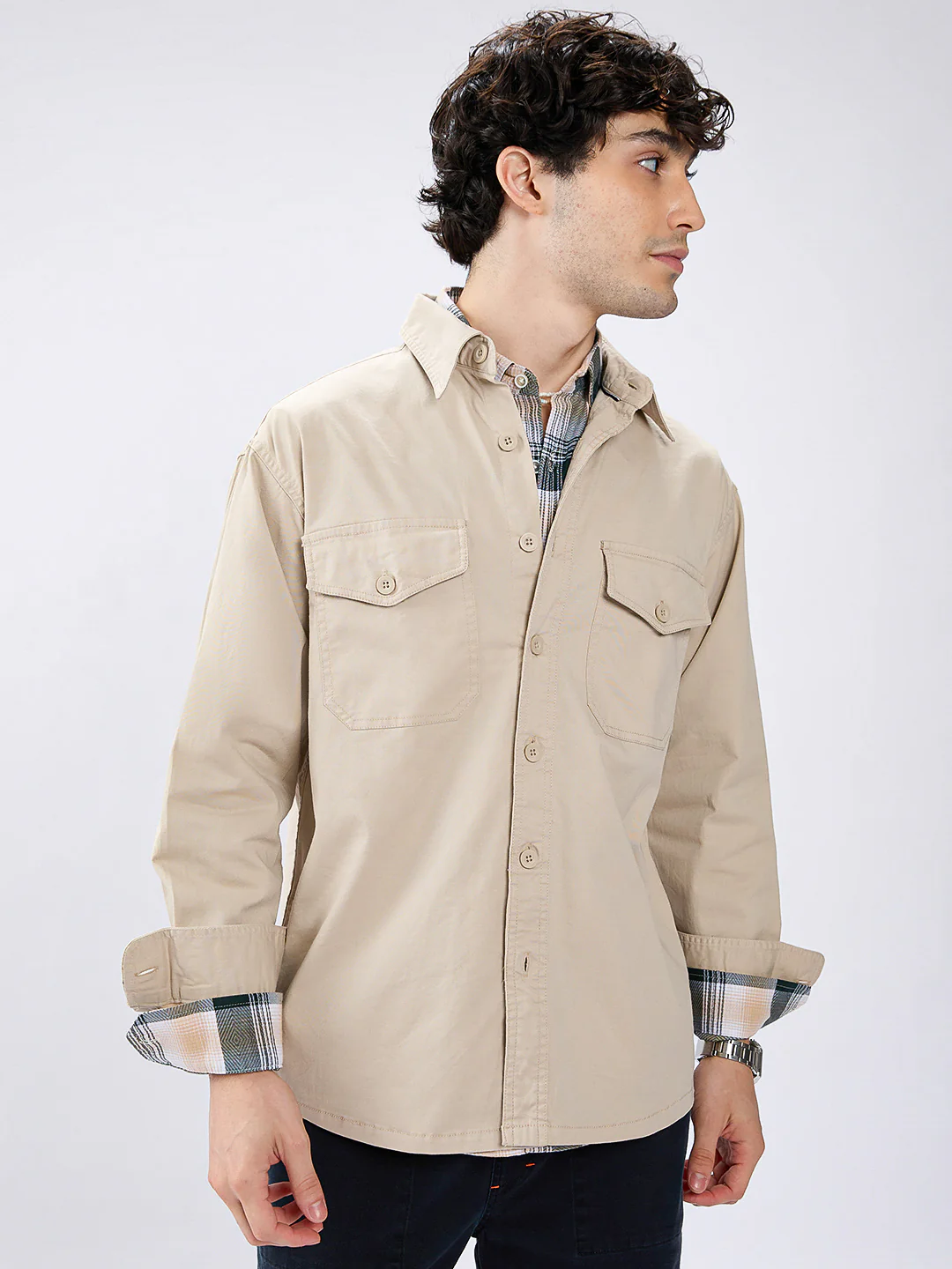 Super Soft Tan Beige Double Pocket Overshirt - Image 5