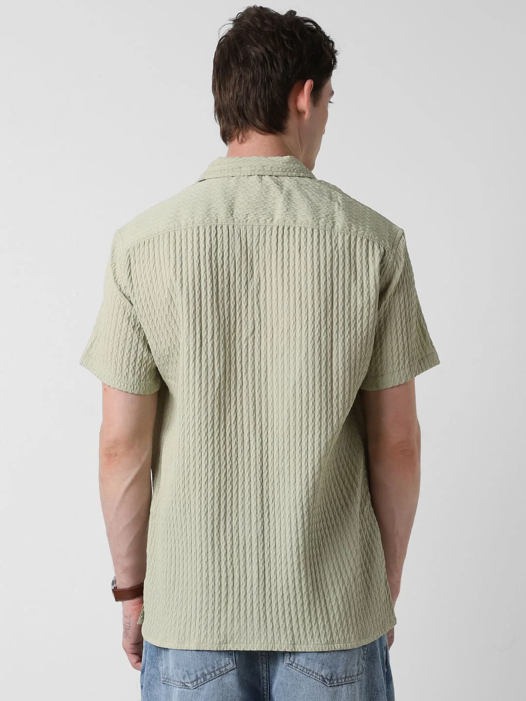 Tea Green Textured Oversized Shirt - Image 6