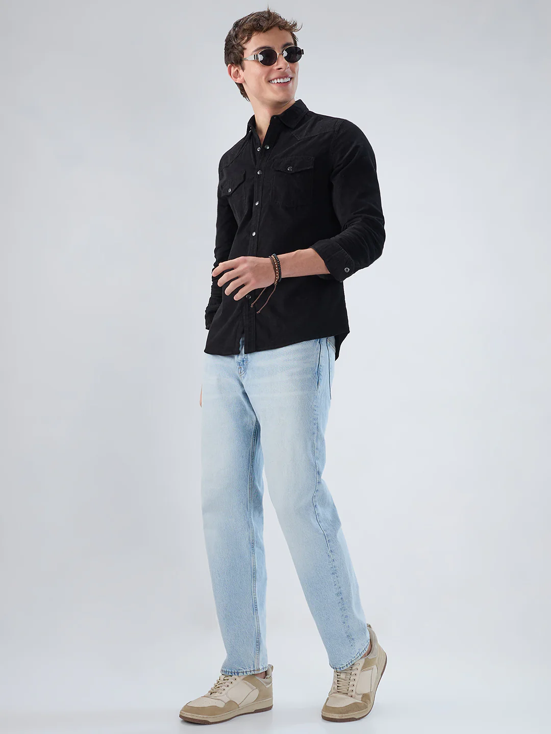 Timeless Black Corduroy Double Flap Pocket Overshirt - Image 7