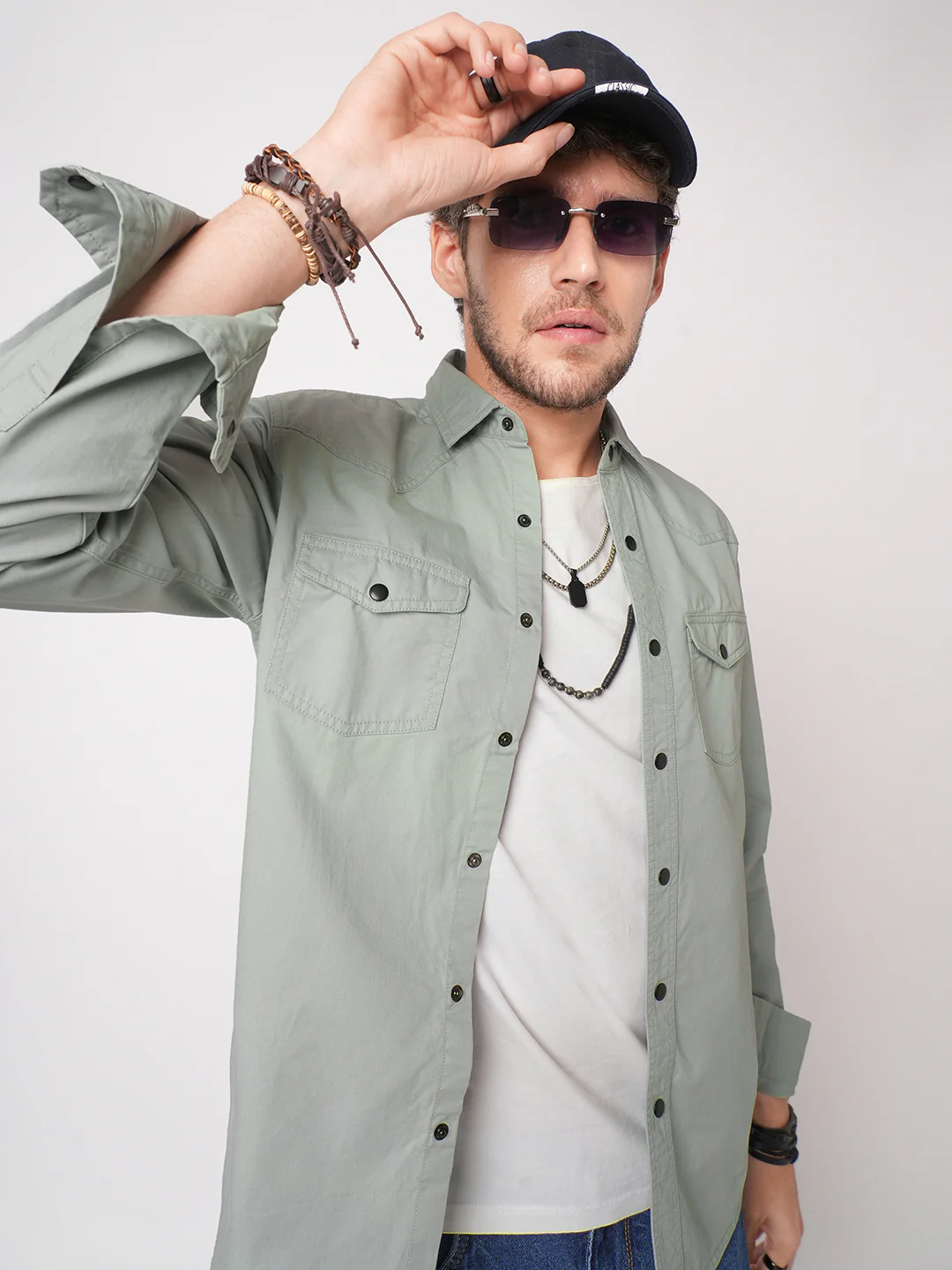 Trout Grey Canvas Double Pocket Overshirt