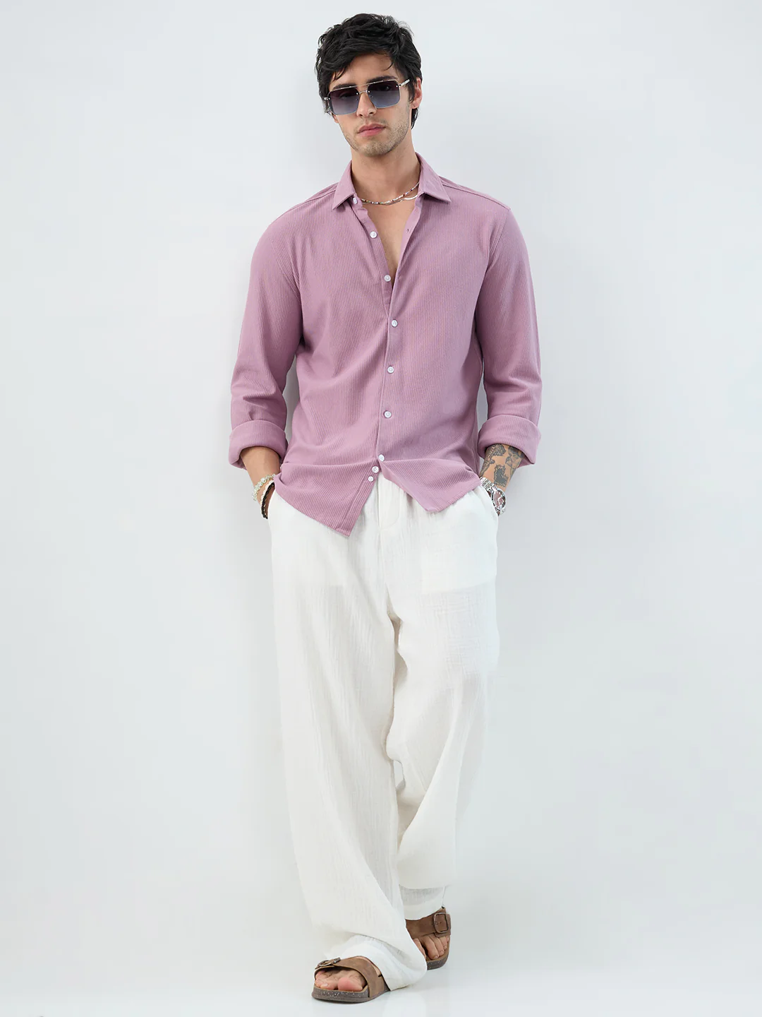 Turkish Rose Pink Textured Knit Shirt - Image 7