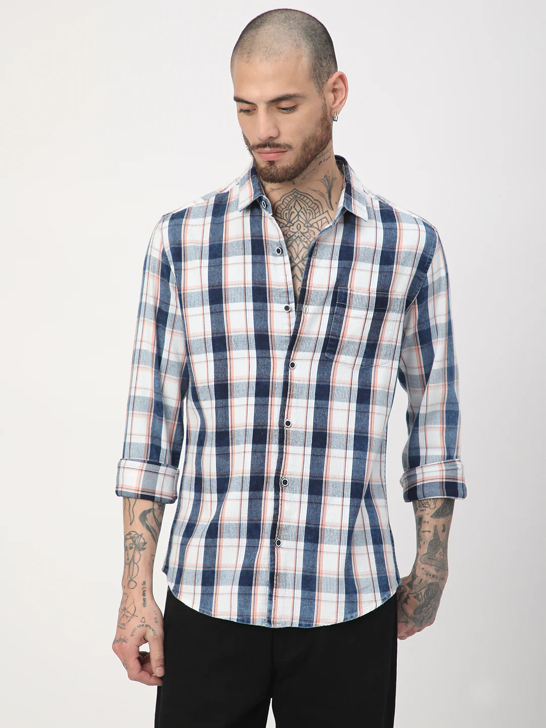 Twilight Navy & White Plaid Checks Shirt - Image 5