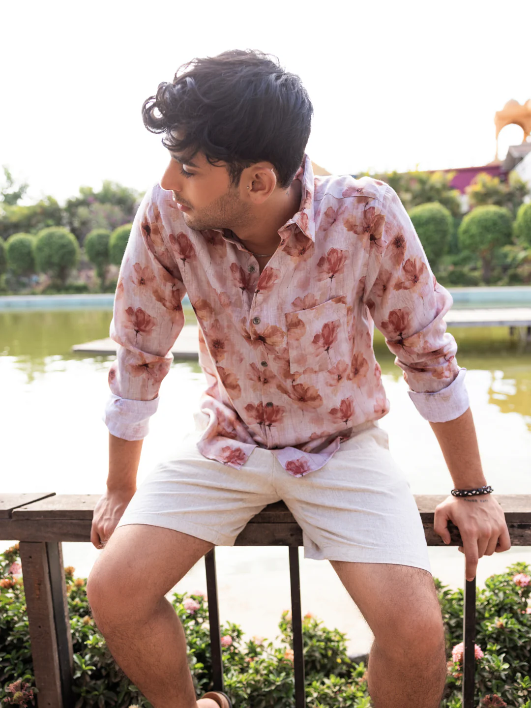 Vintage Multicolour Floral Linen Shirt - Image 3
