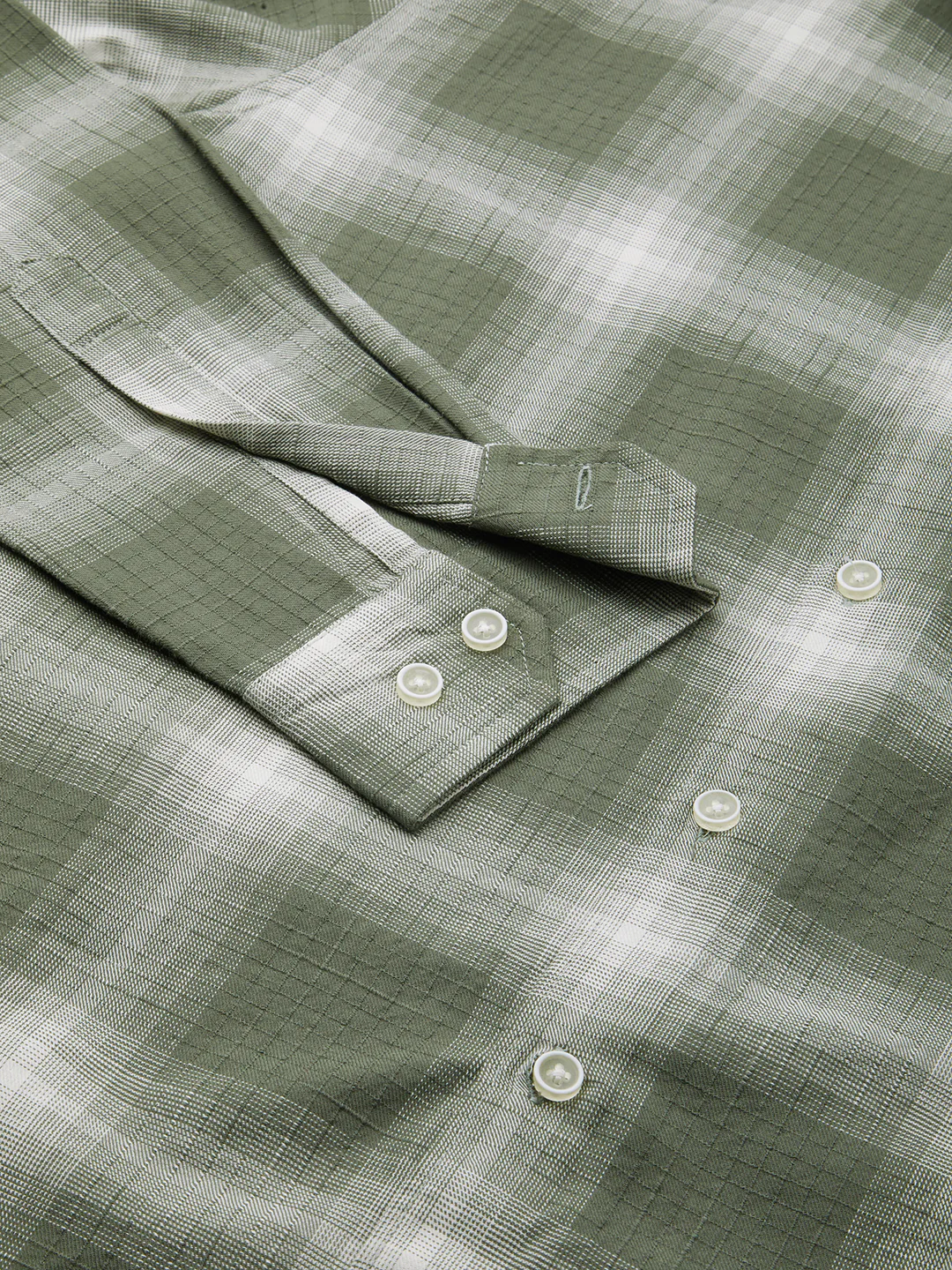 Voguish Olive & White Box Checks Shirt - Image 8
