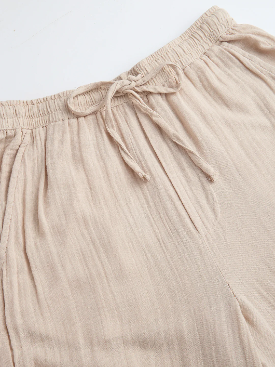 Warm Beige Double Cloth Straight Fit Trousers - Image 3